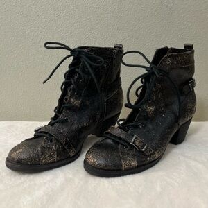 OTBT Floyd Black Distressed Leather Boots sz 7.5